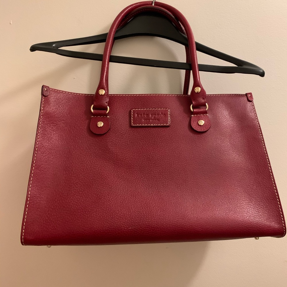 kate spade Red Leather Tote with Gold Hardware